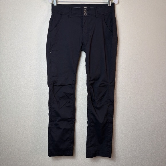 Prana Pants - prAna Halle Straight Pant Womens 4 RG Black Nylon Stretch Zion Hiking Outdoor